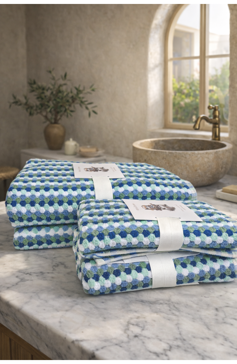Olive and Loom Marseille Towel Set, Alternate, color, Blue Mint