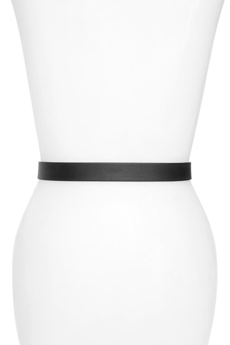 Sarda Monogram Leather Belt, Alternate, color, BLACK