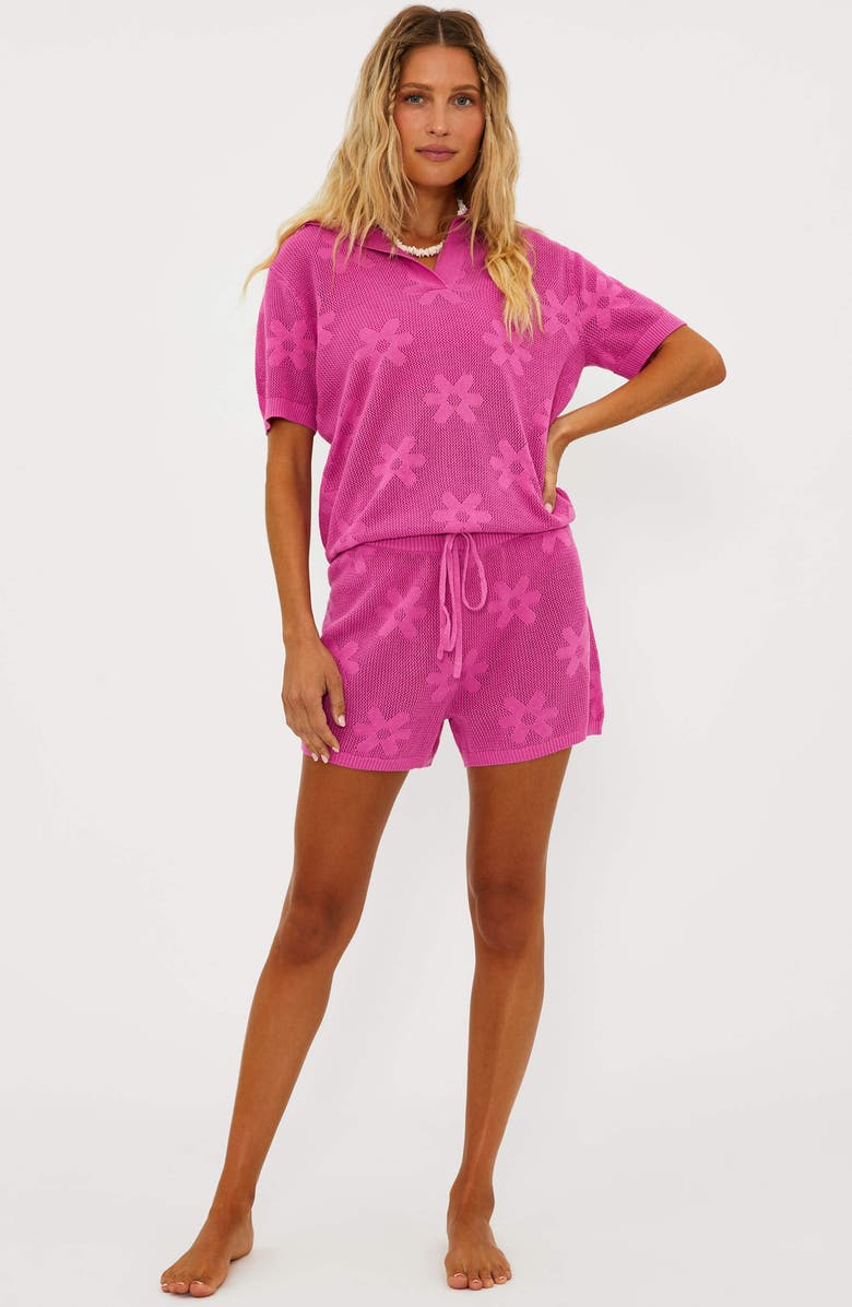 Beach Riot Balboa Open Stitch Cotton Cover-Up Shorts, Alternate, color,