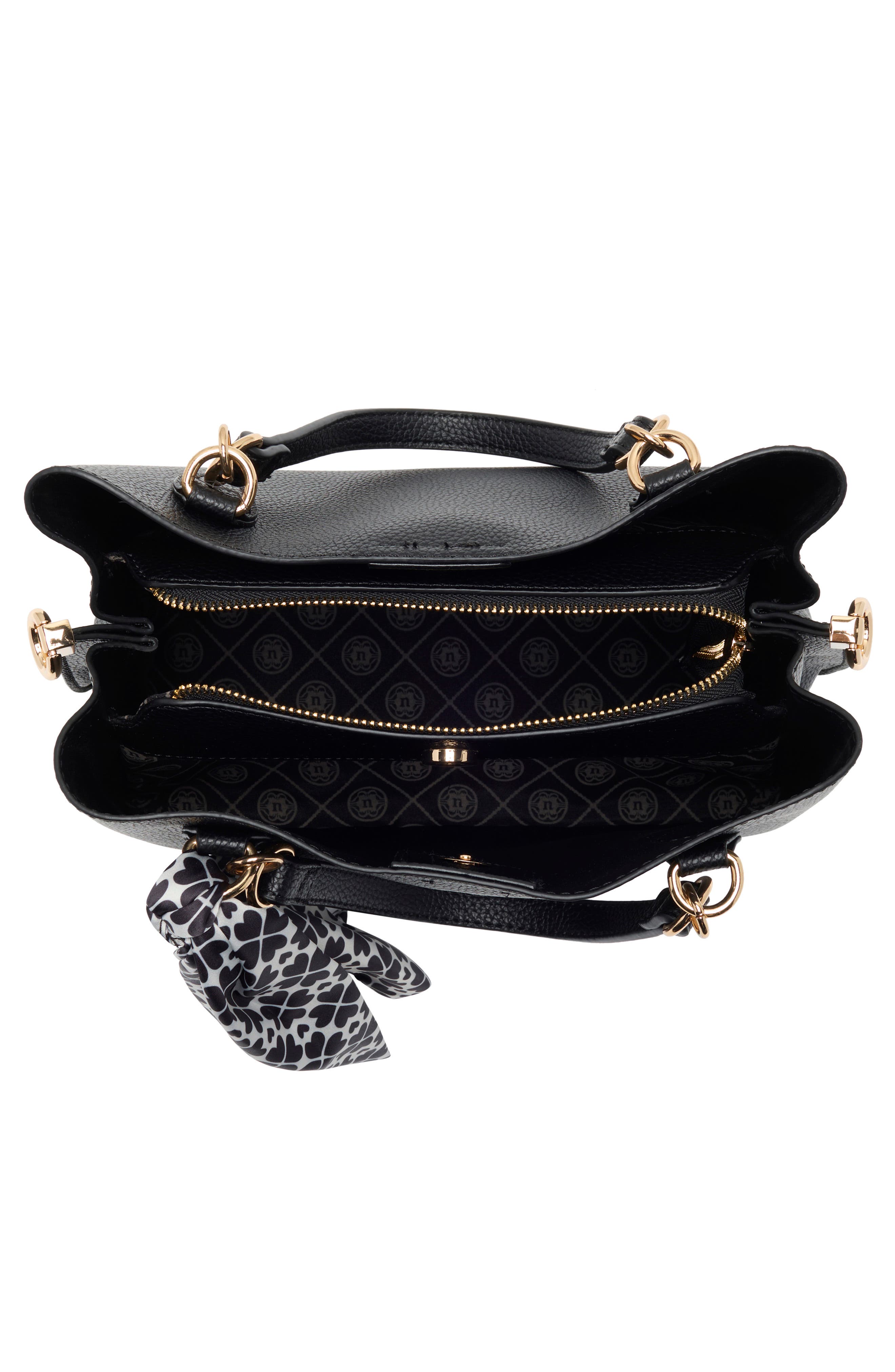 Nanette Lepore Bellamy Triple Compartment Satchel, Alternate, color, Black - Heart Geo Black