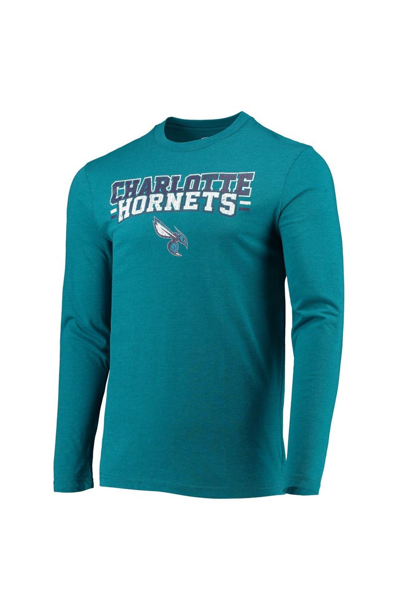 CONCEPTS SPORT Men's Concepts Sport Black/Teal Charlotte Hornets Long Sleeve T-Shirt & Pants Sleep Set, Alternate, color, Black