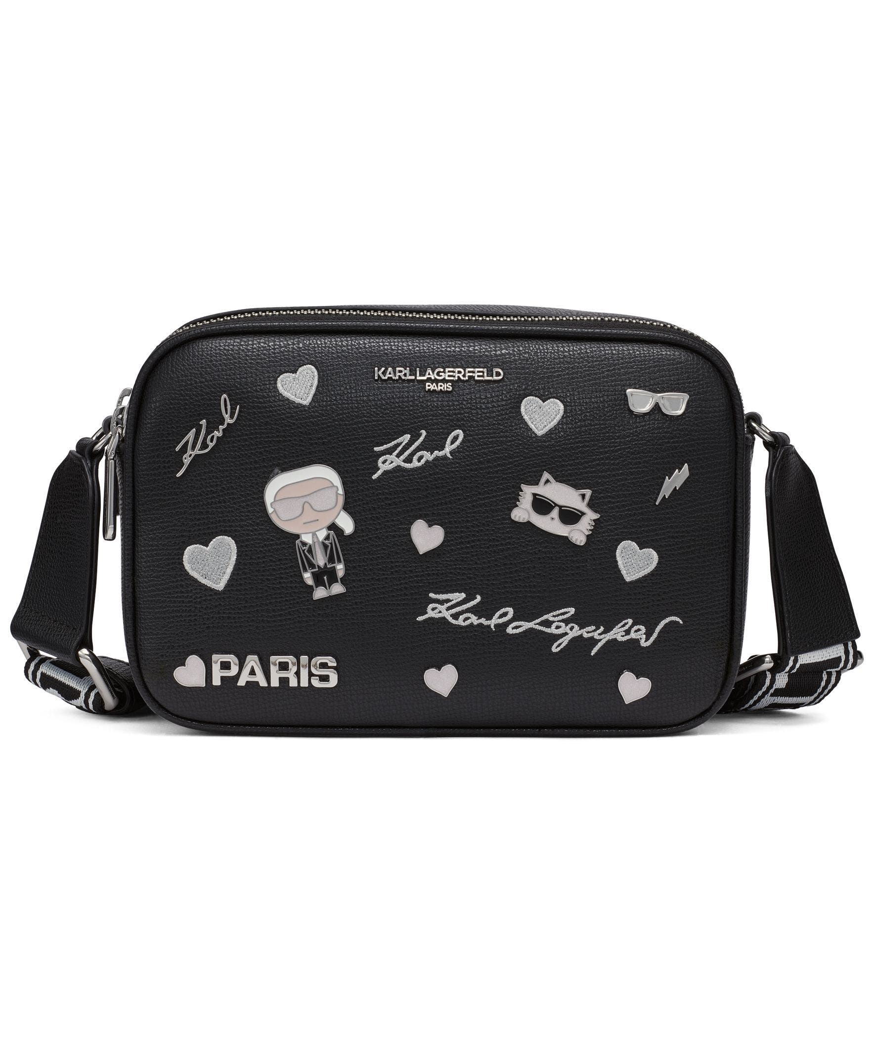 KARL LAGERFELD PARIS Maybelle Crossbody, Main, color, Black Shimmer