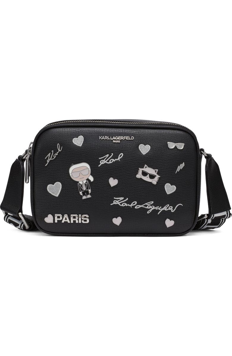 KARL LAGERFELD PARIS Maybelle Crossbody, Main, color, Black Shimmer