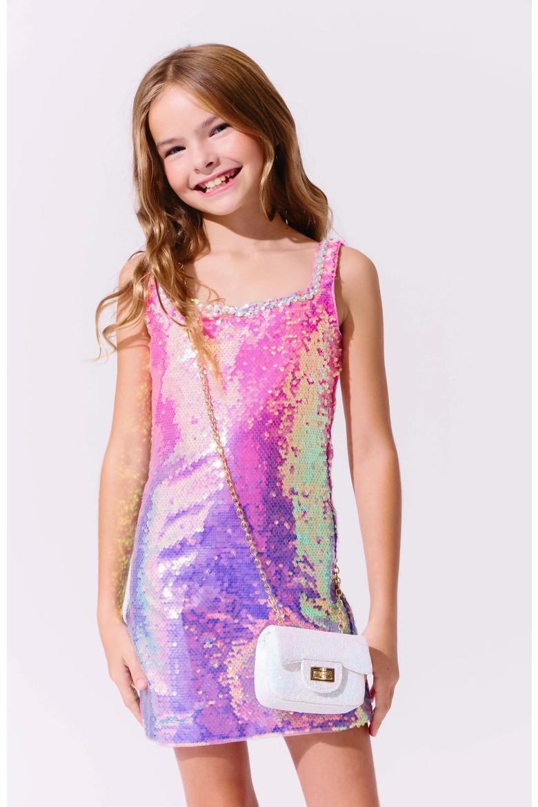 Sunset Ombre Shimmer Dress, Alternate, color, Multicolor