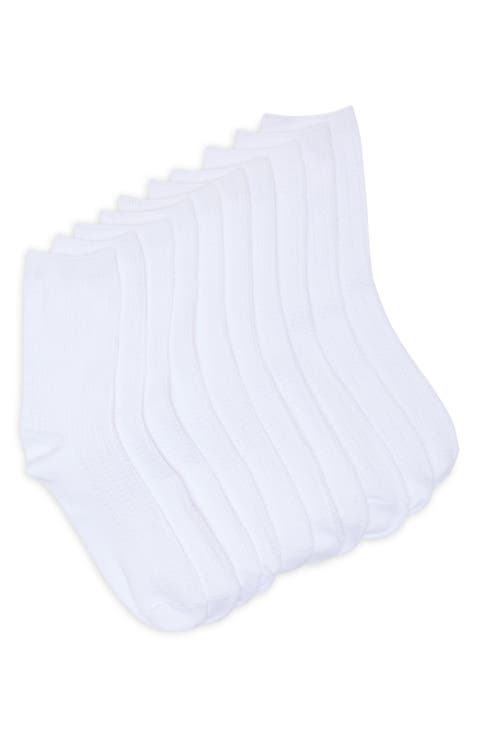 5-Pack Pointelle Ribbed Crew Socks