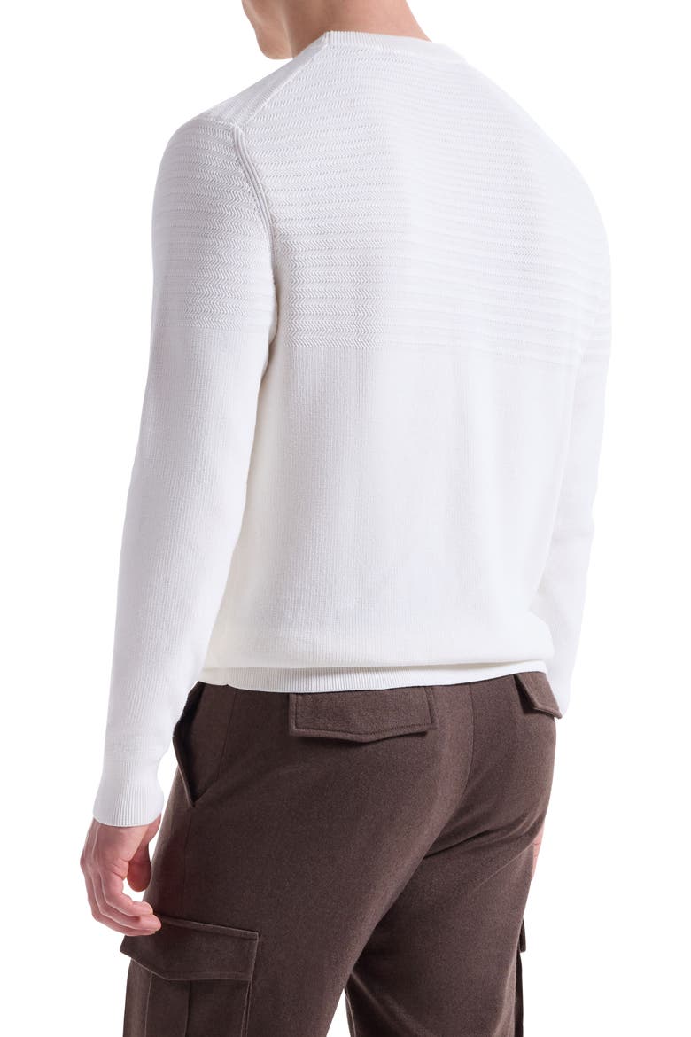 Mixed Stitch Cotton Crewneck Sweater, Alternate, color, CHALK
