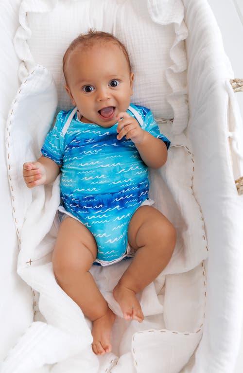 Coco Moon Nalu Wave Print Bodysuit In Blue
