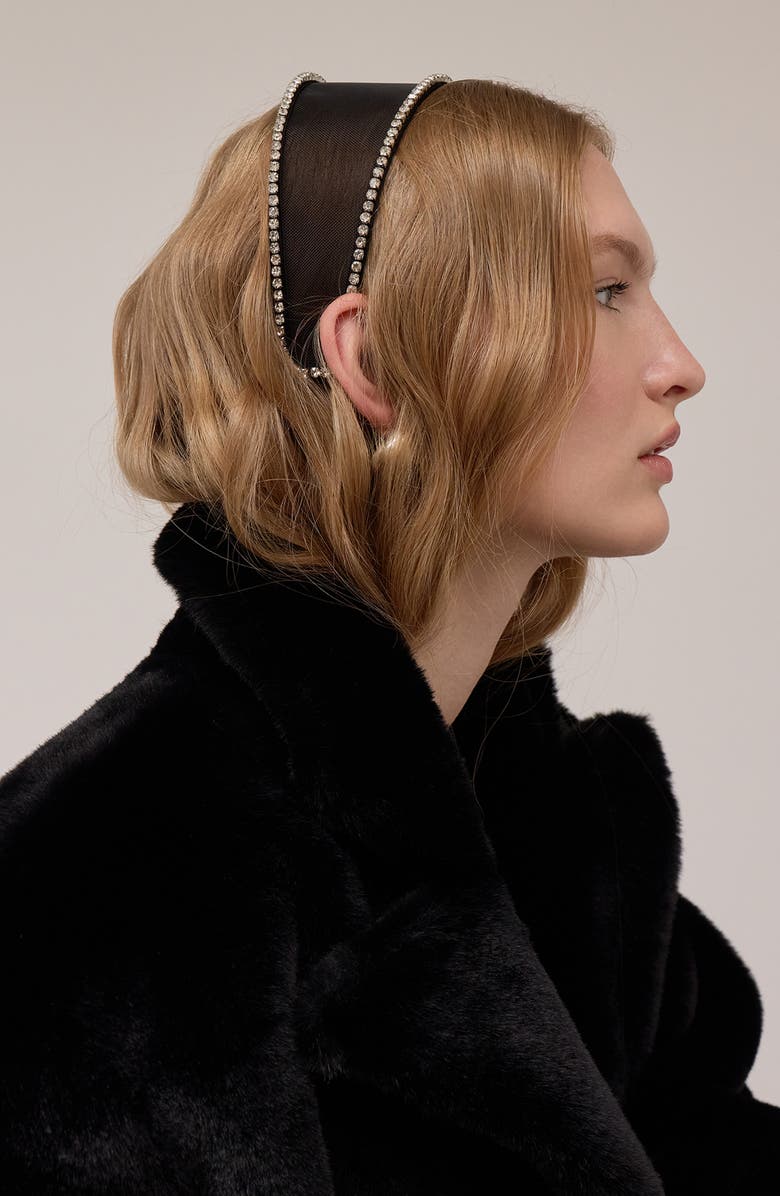 LELET NY Ella Crystal Mesh Headband, Alternate, color, Black