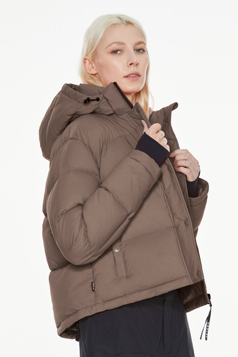 Puff-O® Cropped Down Puffer Jacket, Alternate, color, Coffee