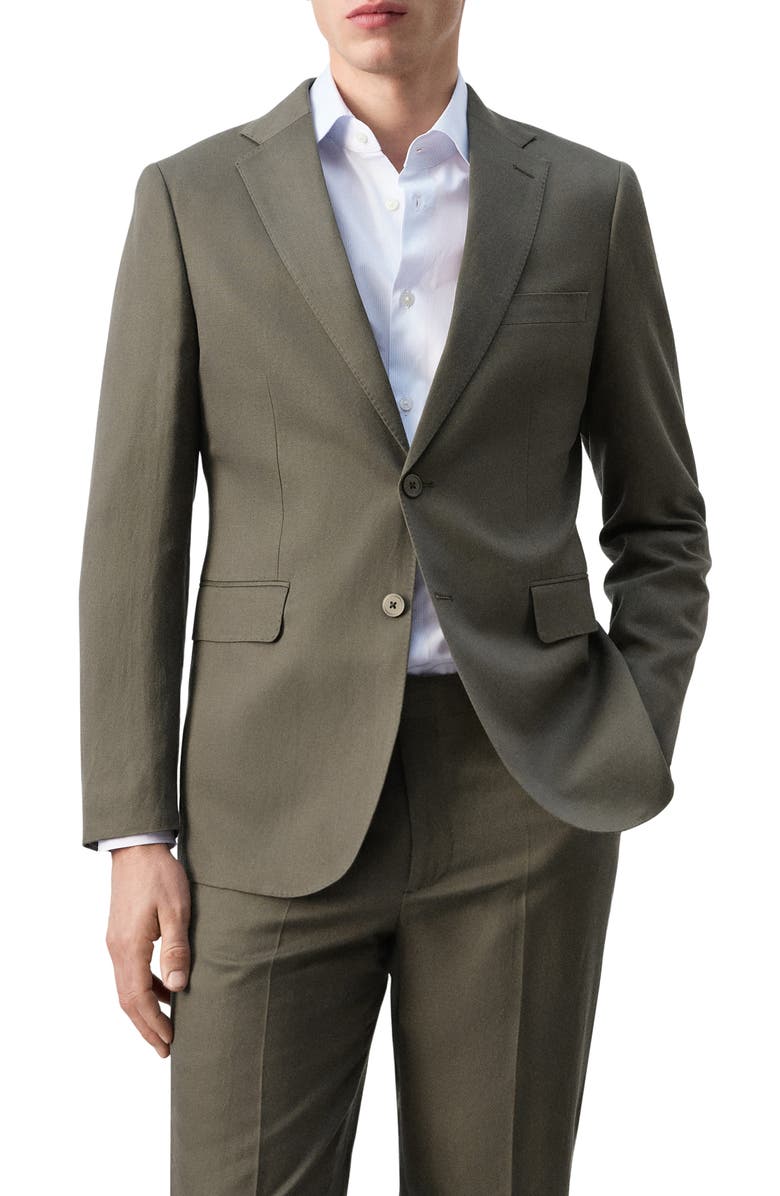 MANGO Amalfi Slim Fit Lyocell & Linen Blend Suit Jacket, Main, color, Khaki Green
