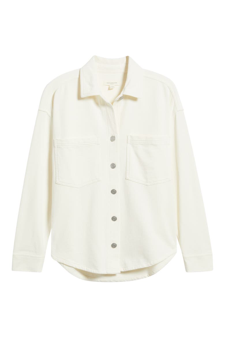 Tiera Cotton French Terry Button-Up Shirt, Alternate, color, VANILLA CREAM