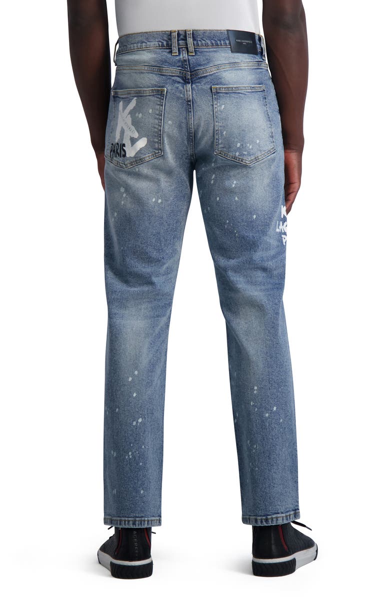 KARL LAGERFELD PARIS Splatter Straight Leg Jeans, Alternate, color, 