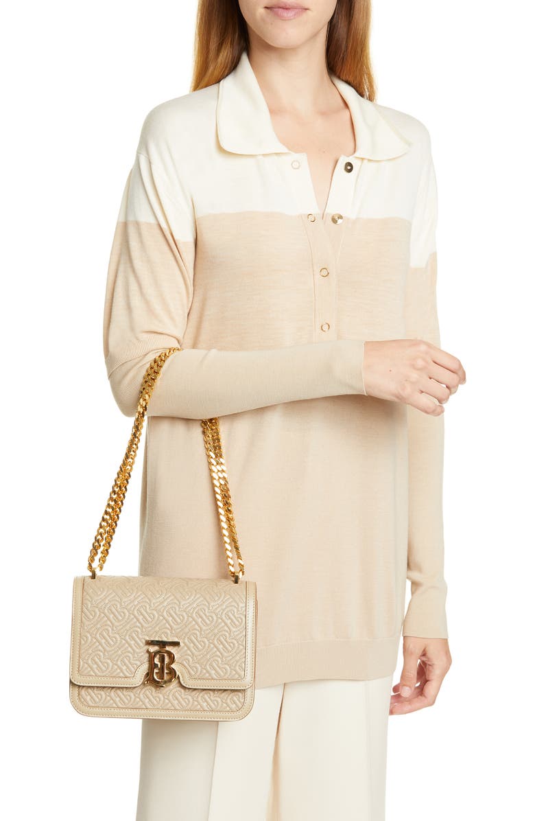 Burberry Small TB Monogram Quilted Lambskin Bag, Alternate, color,