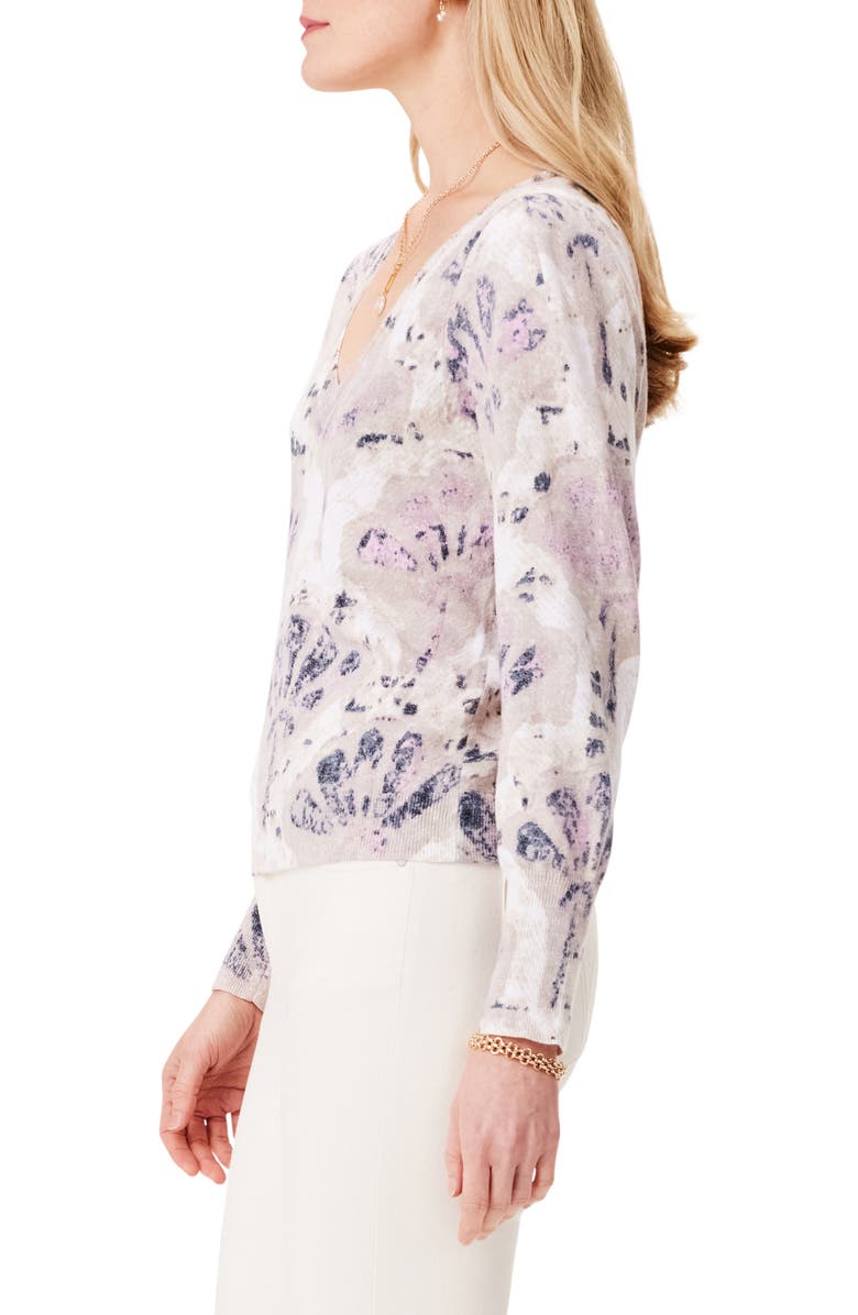 NIC+ZOE Falling Fans V-Neck Cotton Blend Sweater, Alternate, color, 