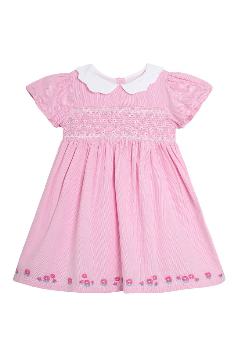 Bud Floral Embroidered Smocked Bodice Party Dress, Main, color, PINK