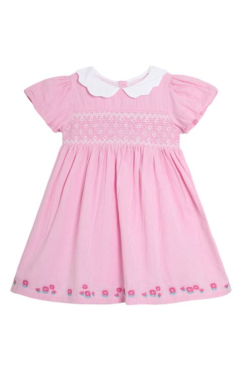 Bud Floral Embroidered Smocked Bodice Party Dress (Baby)