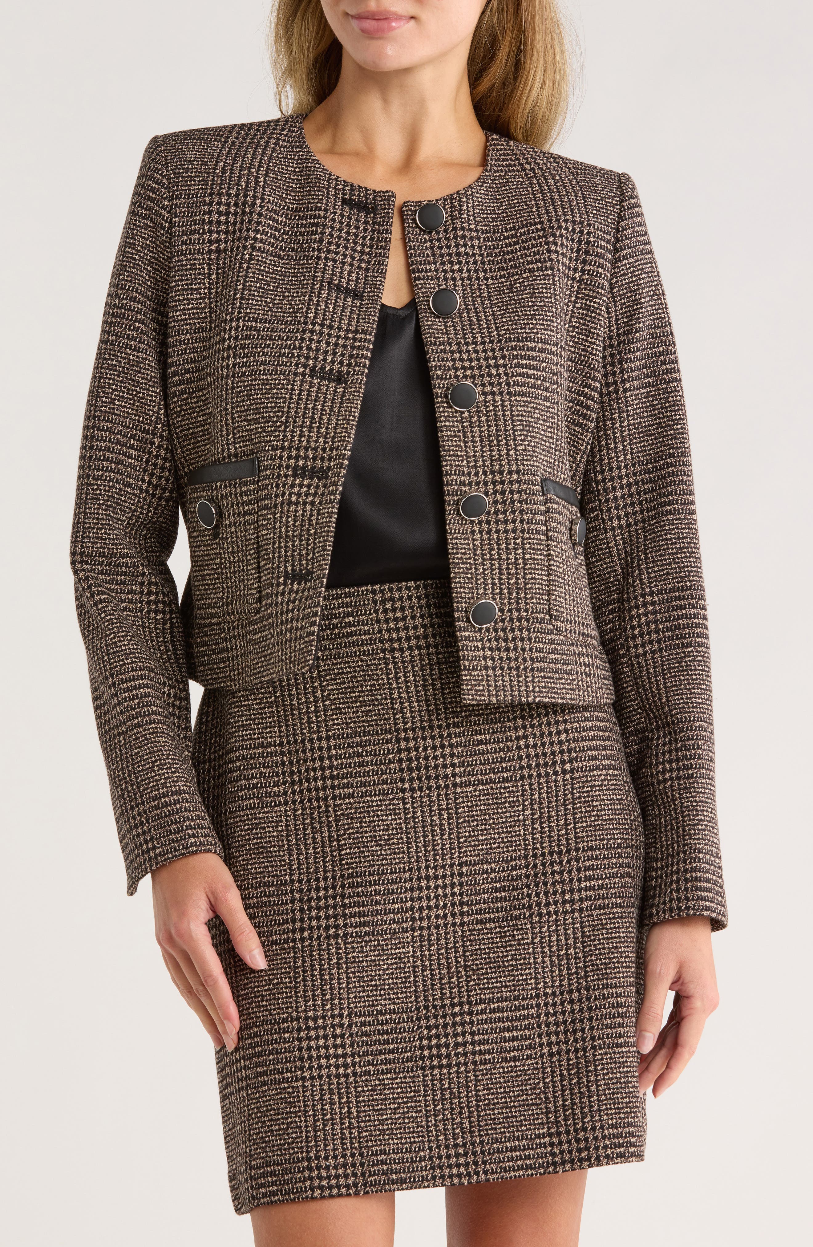 Calvin Klein Glen Plaid Crop Jacket