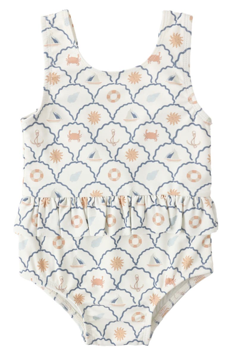 Rylee + Cru Skirted One-Piece Swimsuit, Alternate, color, Ivory