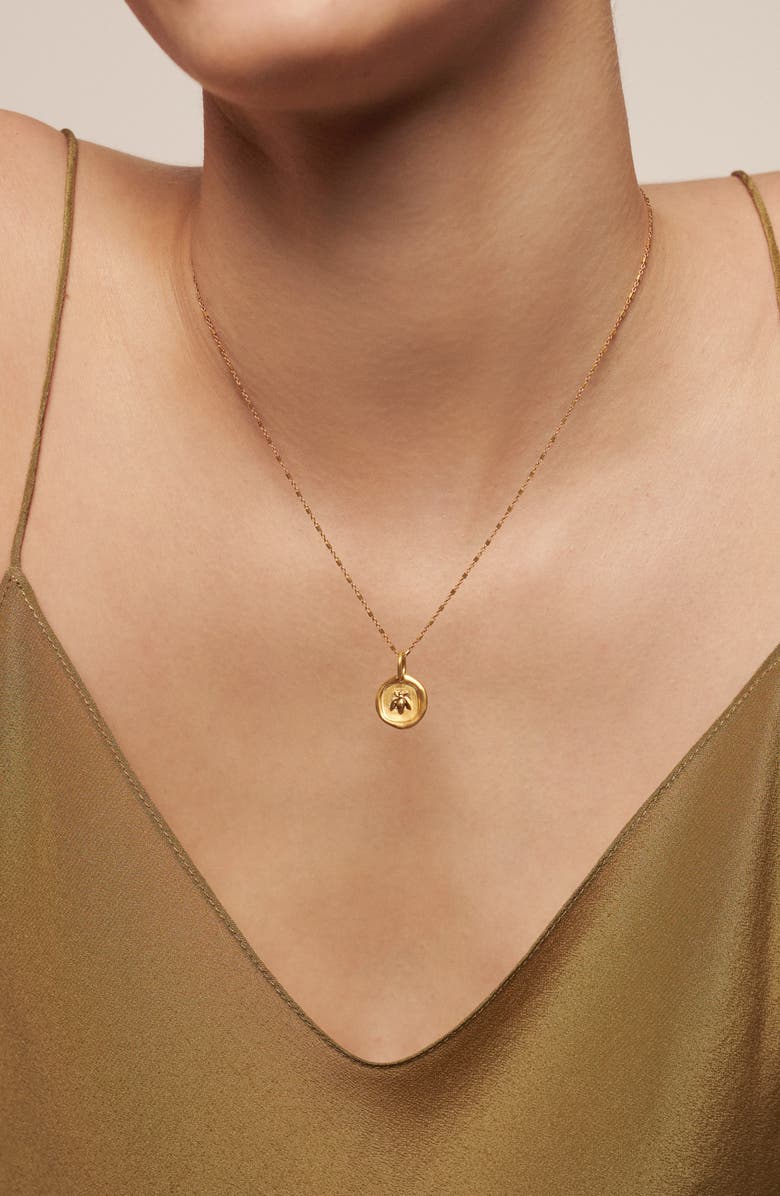 Monica Vinader Bee Pendant Charm Necklace, Alternate, color, 