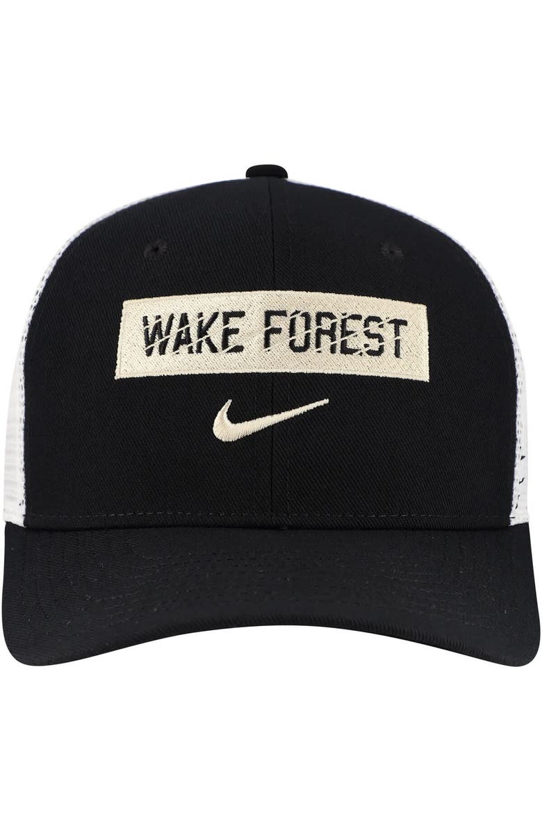 Nike Men's Nike Black Wake Forest Demon Deacons 2024/25 Sideline Rise Trucker Adjustable Hat, Alternate, color, 