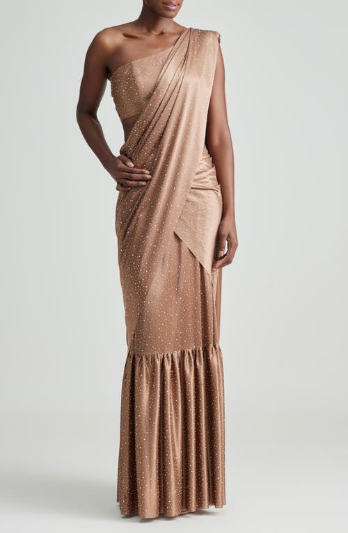 Holichic Remi Embellished Saree In Brown