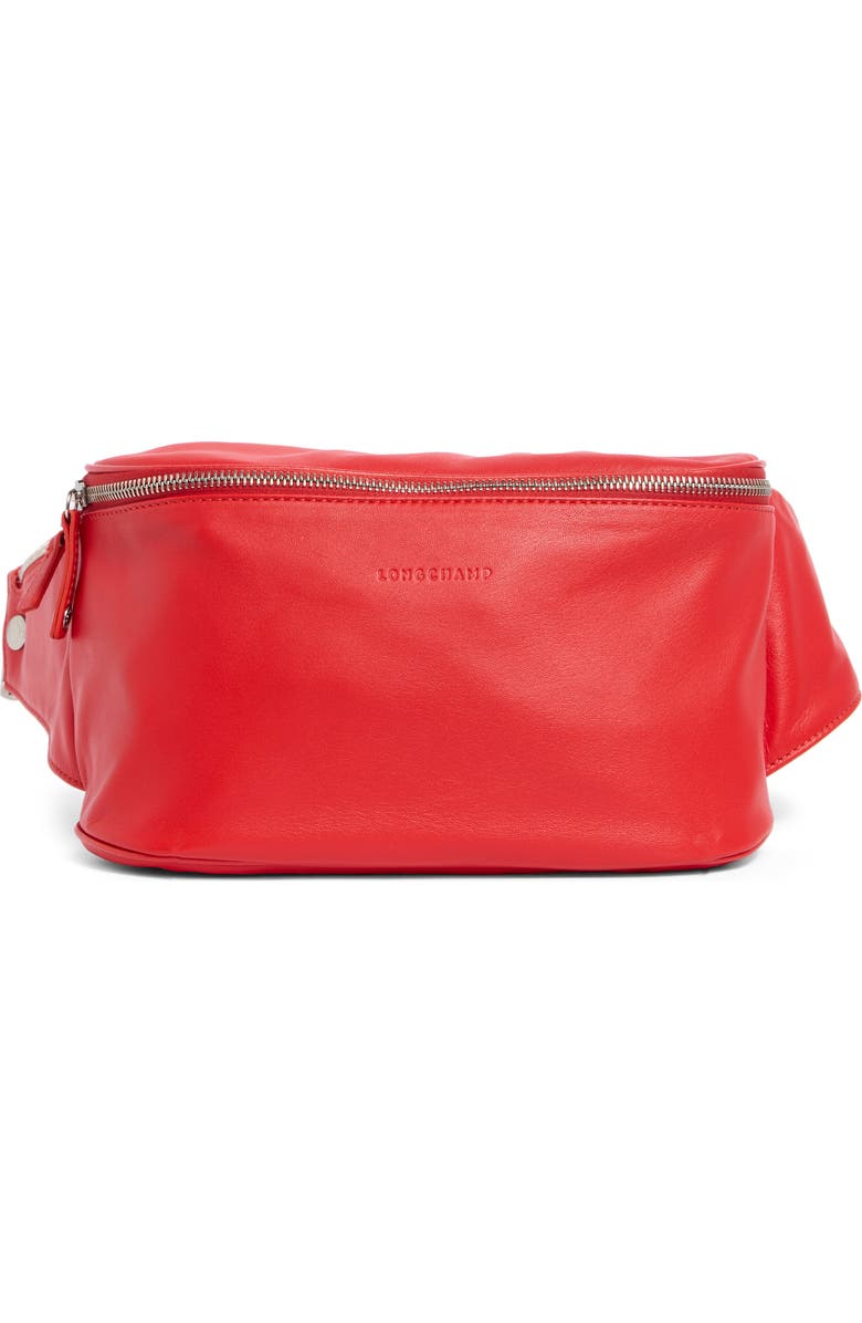 Longchamp Parisis Leather Belt Bag, Main, color, Vermillion