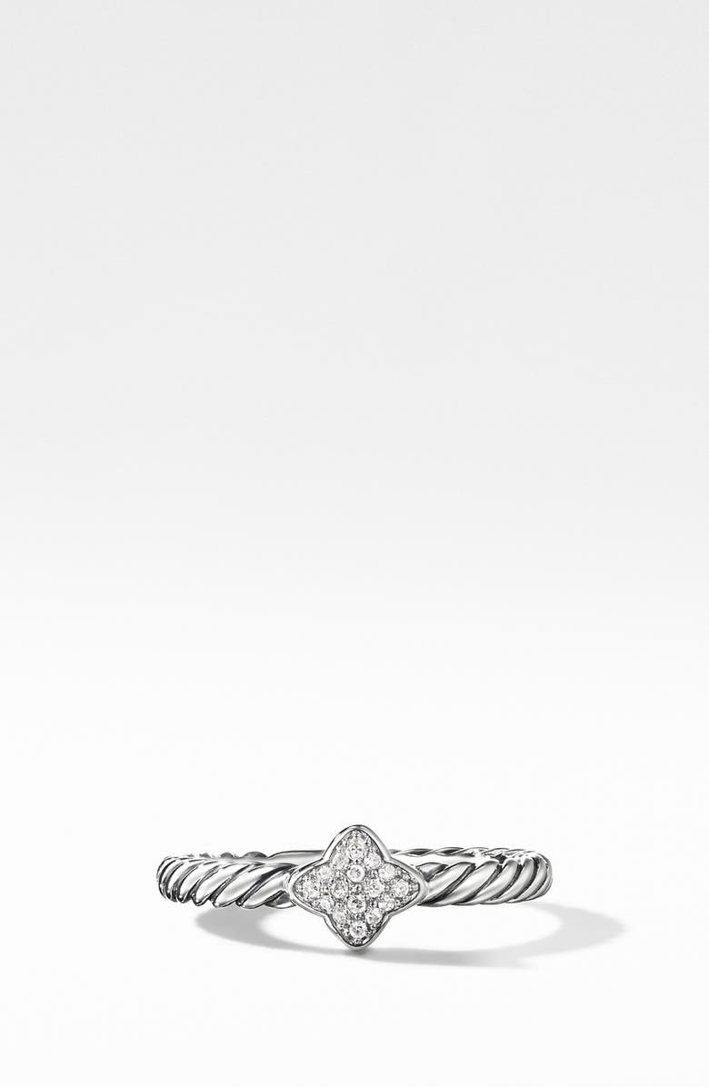 David Yurman Cable Collectibles Quatrefoil Ring with Diamonds, Main, color, 