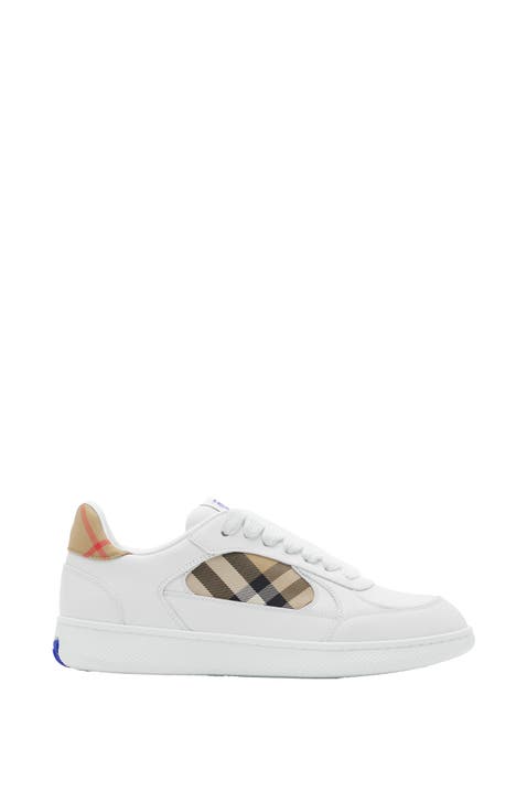 Leather and Check Terrace Sneakers