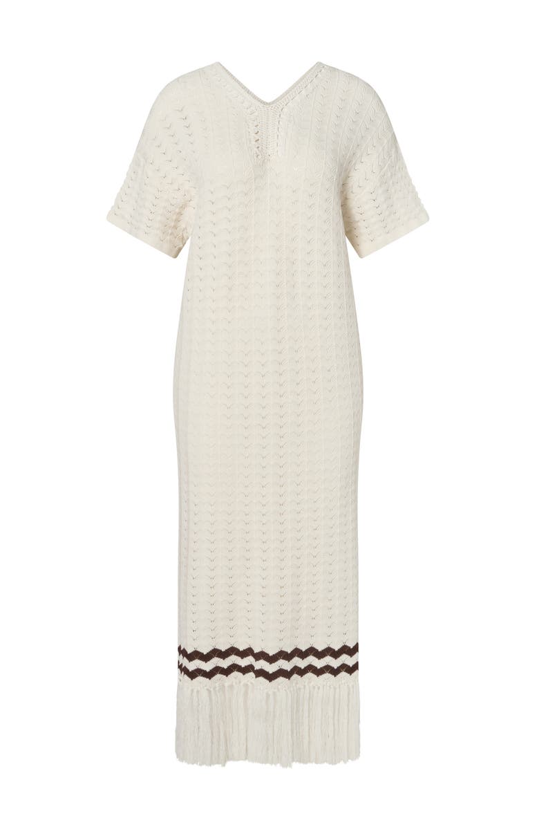 Malina Kira Knitted Fringe Midi Dress, Alternate, color, White