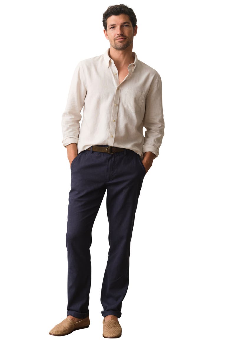 Saturday Flat Front Hemp Blend Chinos, Alternate, color, NAVY