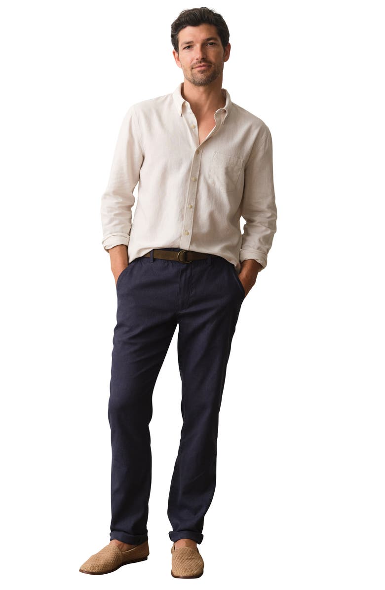 Marine Layer Saturday Flat Front Hemp Blend Chinos, Alternate, color, Navy