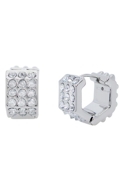 Allsaints Spike Stone Geometric Chubby Huggie Hoop Earrings In Rhodium Plated In Rhodium
