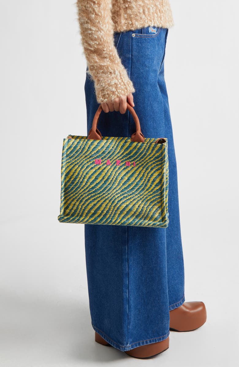 Marni Small Logo Basket Bag, Alternate, color, 00V44 Garden Green