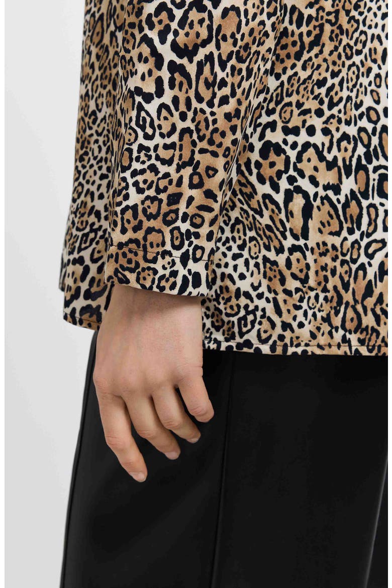 Carolina Leopard Print Cotton Sateen Button-Up Shirt, Alternate, color, BROWN MULTI