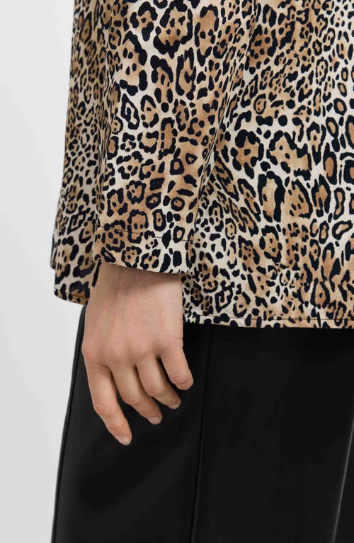 Foxcroft Carolina Leopard Print Cotton Sateen Button-up Shirt In Multi