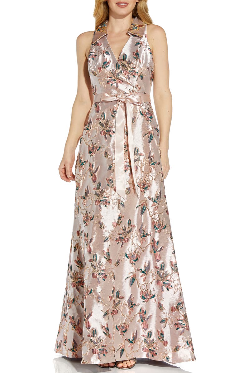 Adrianna Papell Jacquard A-Line Gown, Main, color,