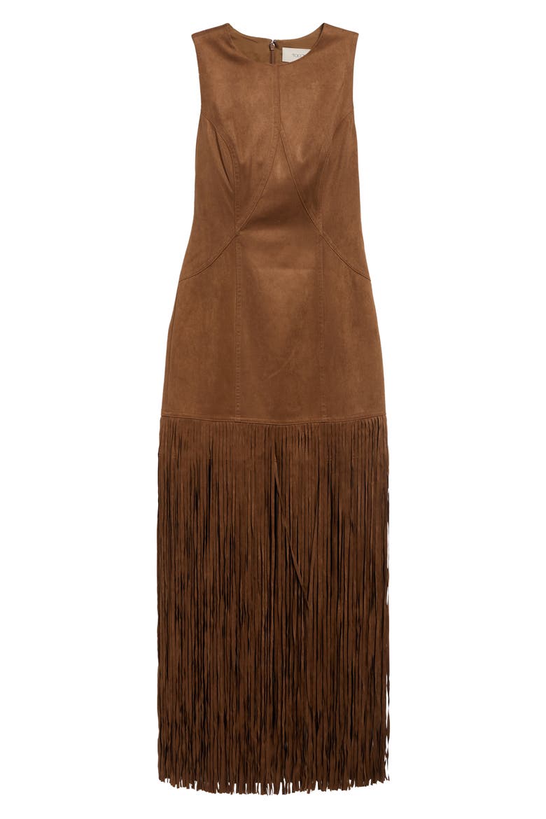 Esther Faux Suede Fringe Minidress, Alternate, color, CEDAR