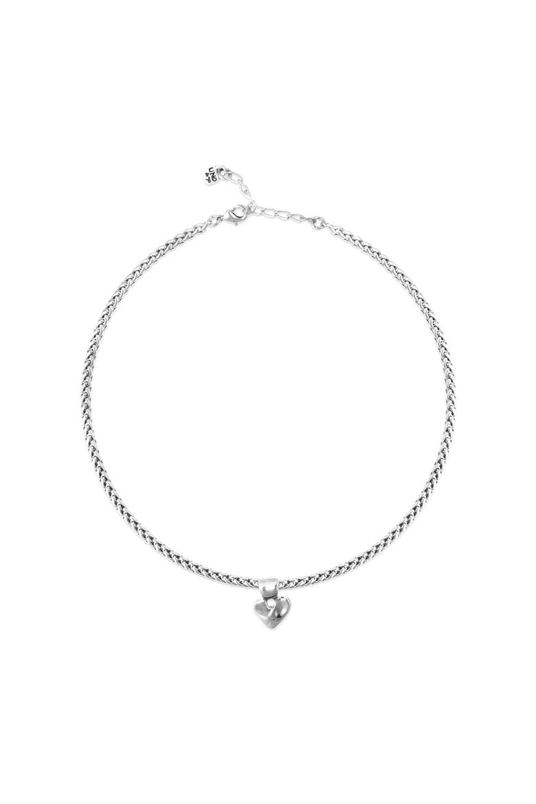 Sterling Silver Plated Necklace With Heart Detail, Main, color, Silver