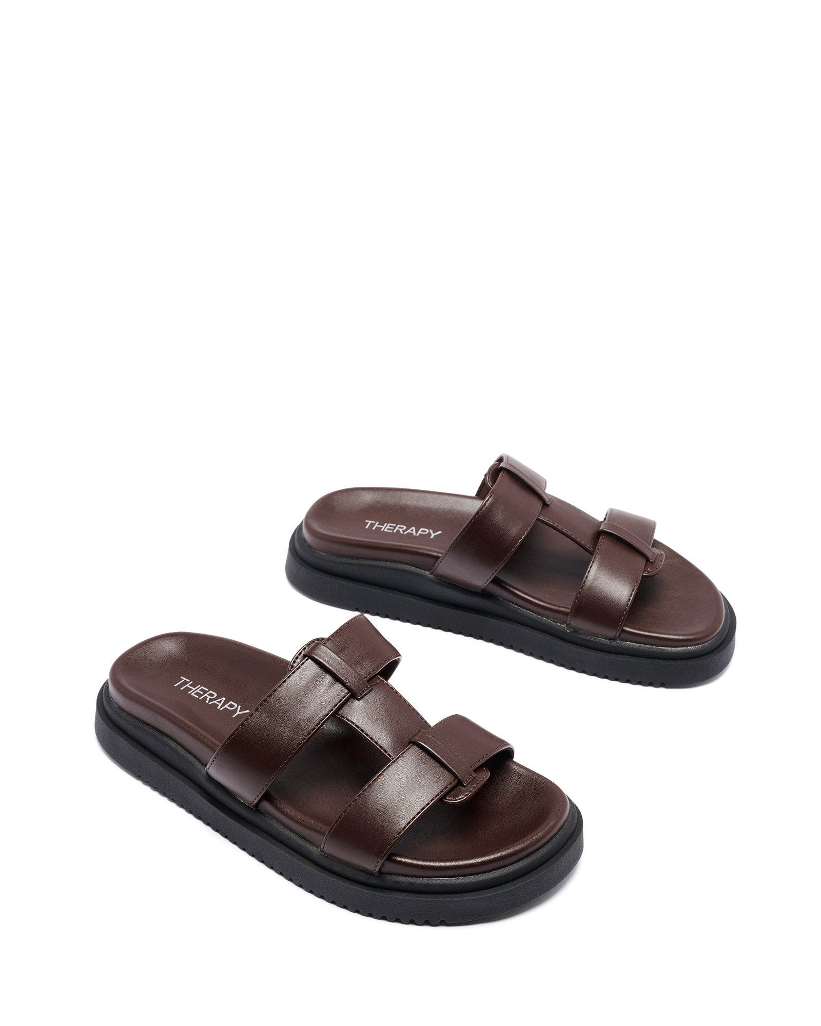 Pause open round toe sandal, Alternate, color, Chocolate Smooth Pu