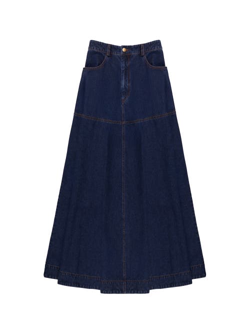 Ro&zo Denim Maxi Skirt In Blue