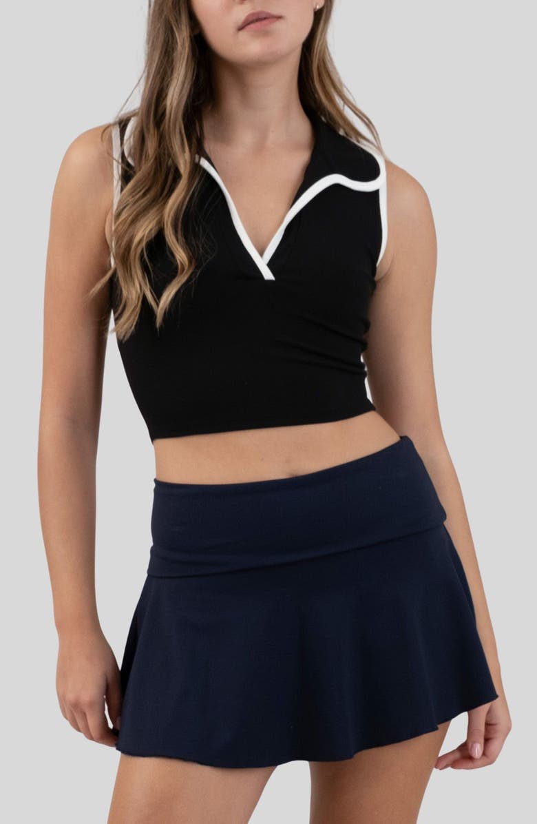 Blu Pepper Contrast Trim Johnny Collar Tank Top, Main, color,