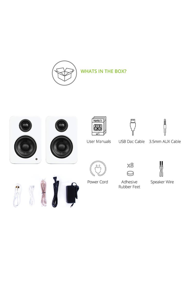 YU2 Powered Desktop Speakers - Pair, Alternate, color, Matte White