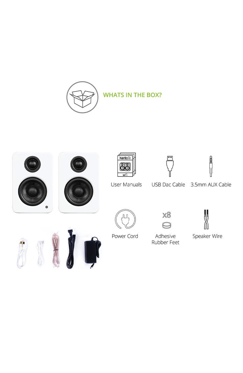 Kanto YU2 Powered Desktop Speakers - Pair, Alternate, color, Matte White