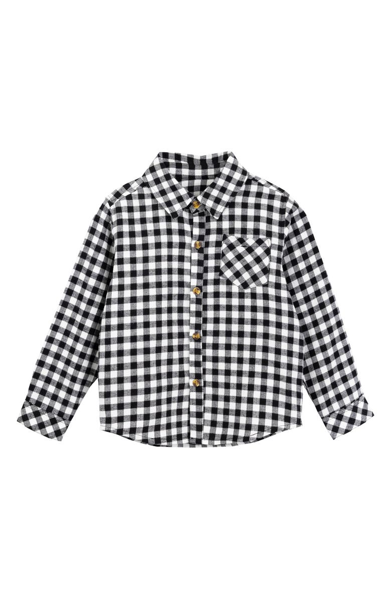 MILES BABY Kids' Gingham Check Organic Cotton Flannel Button-Up Shirt, Main, color,