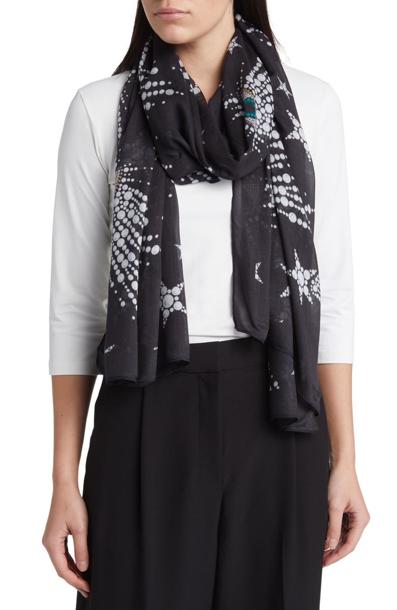 Kurt Geiger London Shooting Stars & Evil Eyes Print Scarf, Main, color, 