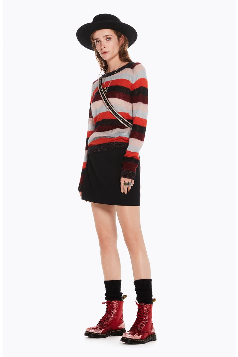 Stripe Sweater, Alternate, color, ORANGE BURGUNDY LT BLUE STRIPE