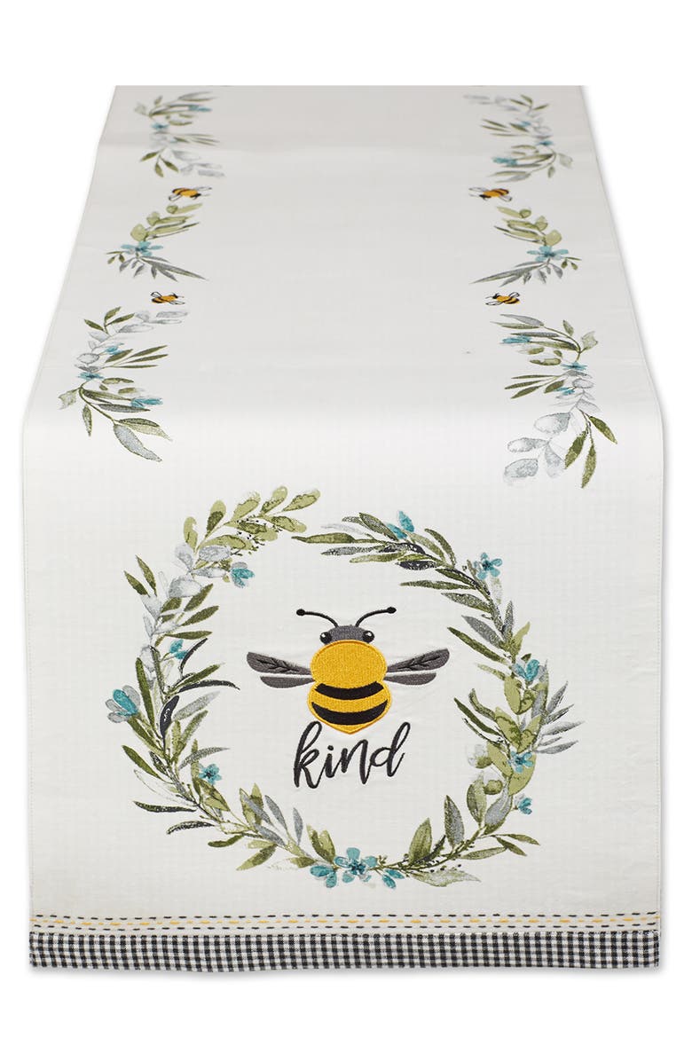 Design Imports Bee Kind Embellished Table Runner, Main, color, Off-White