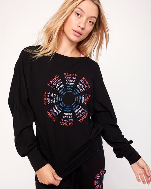 Rebody Active Karma Graphic Long Sleeve Top In Black/print