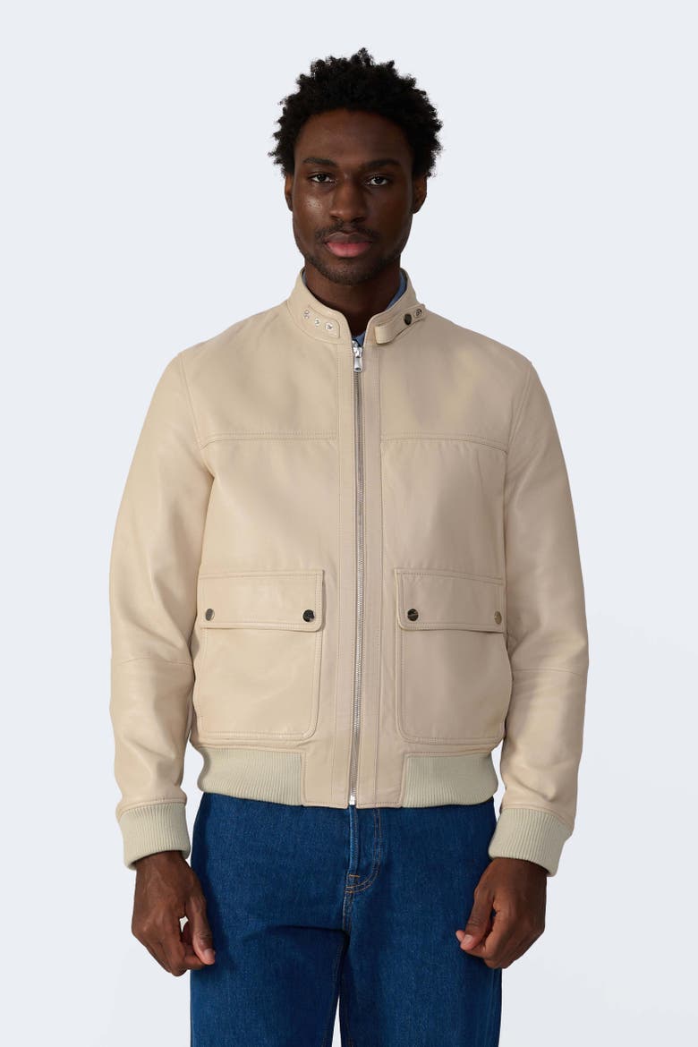 Rafe Leather Jacket, Alternate, color, Light Beige