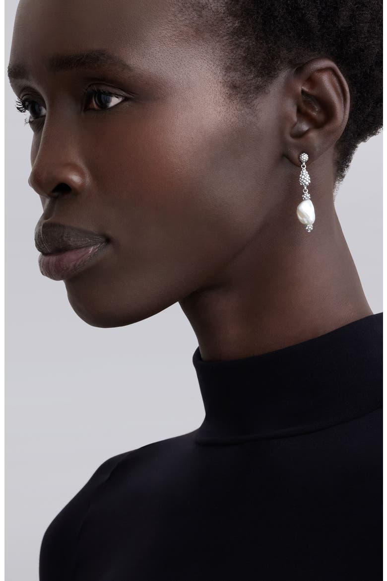 Luna Keshi Pearl Nugget Drop Earrings, Alternate, color, SILVER